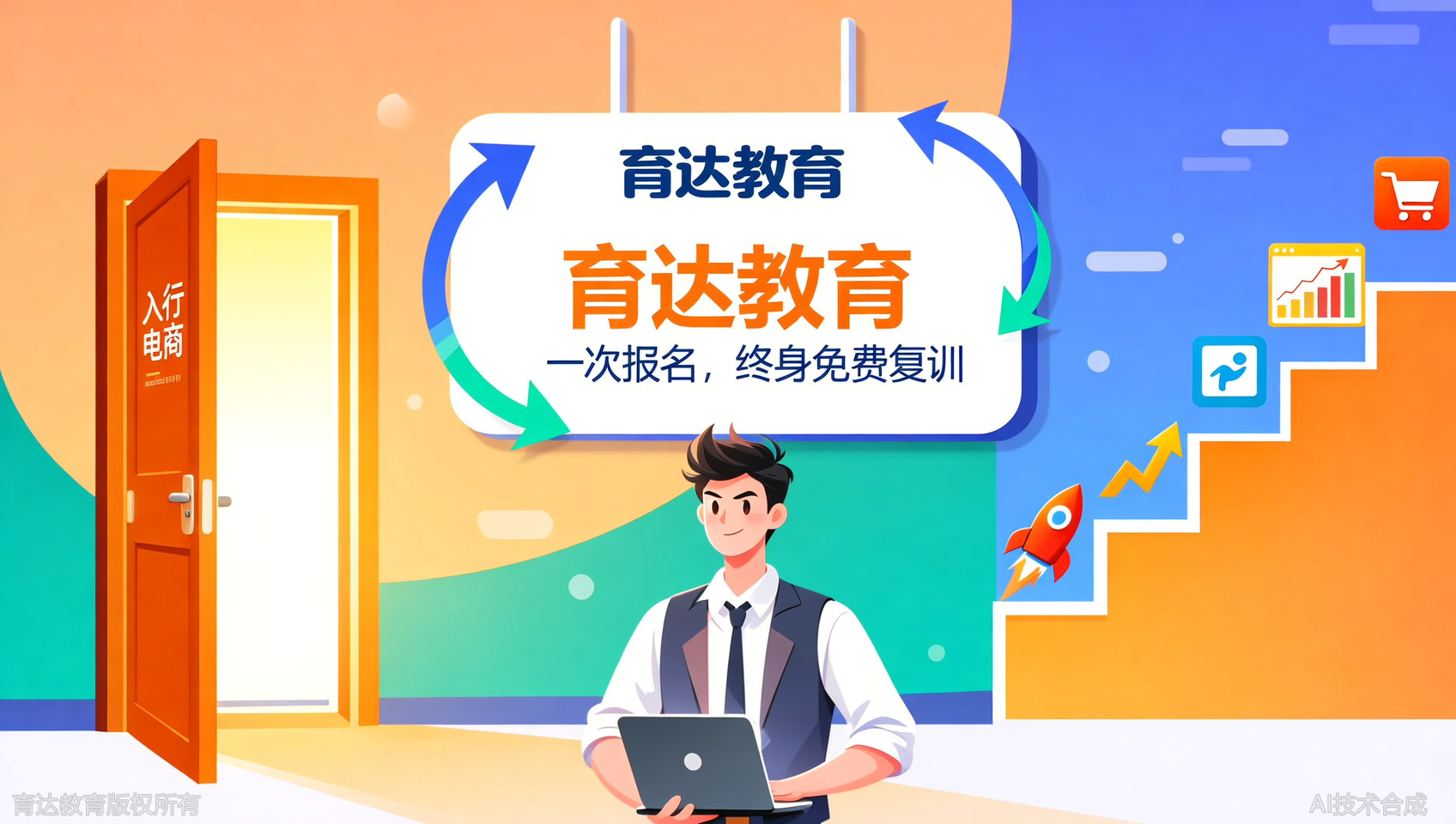 一次报名，免费复训，育达教育紧跟电商最新玩法，让你学透电商